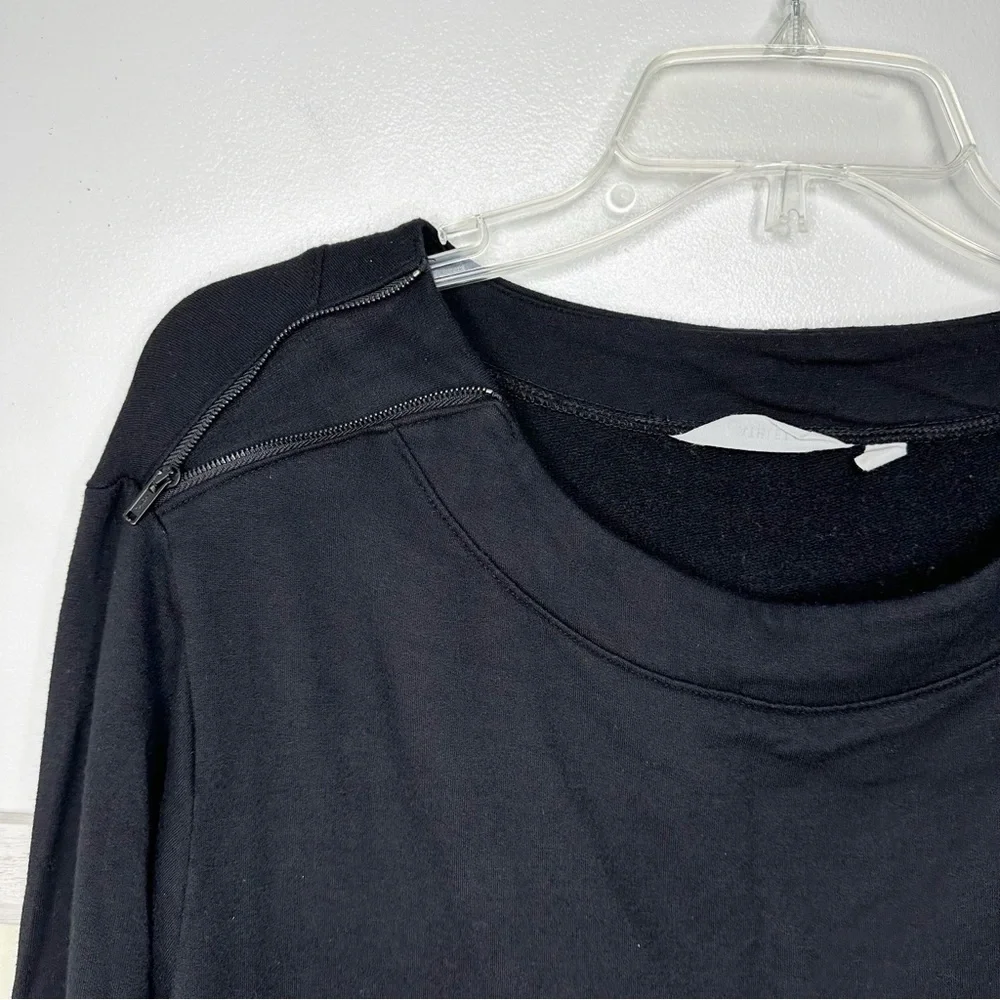 Athleta Black Boatneck Shoulder Zip Pullover Sweater Women’s Size Small